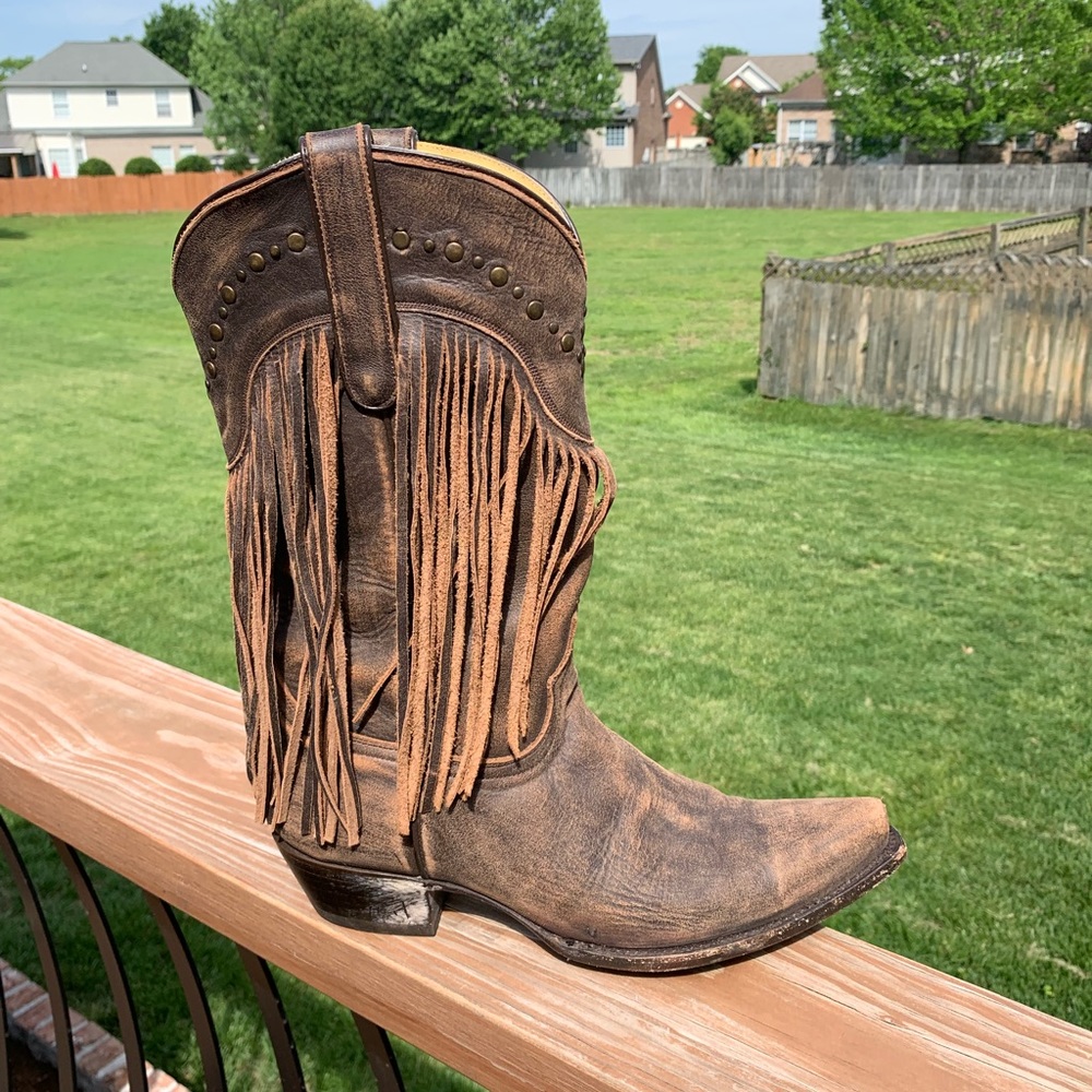 Corral Brown Fringe Boots Size 91/2